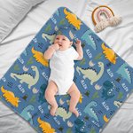Personalisierte niedlichen Dinosaurier weichen Swaddle Decke und Knoten Hut Set mit Namen Geburtstag Baby Dusche Geschenk für Neugeborene Baby Boy