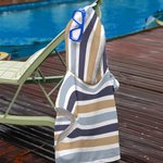 Personalized Vintage Coloured Stripes Soft Quick Dry Kid Hooded Beach Towel with Name Summer Vacation Beach Accessories Gift for Kids