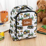 Personalized Green Tractor Design Kid Travel Backpack with Pen Case and Name Back to School  Birthday Gift for Boys Girls