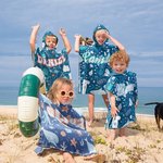 Personalised Shark Octopus Whales Ocean Theme Quick Dry Microfiber Hooded Beach Towel Poncho with Name Summer Travel Essential Gift for Kids