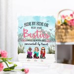 Personalized Side by Side or Miles Apart Besties will be Always Connected by Heart Acrylic Plaque Birthday Christmas Gift for Her