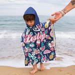 Personalized Quick Dry Sand Free Tropical Holiday Flamingos Hooded Beach Towel with Name Birthday Summer Gift for Kid
