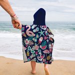 Personalized Quick Dry Sand Free Tropical Holiday Flamingos Hooded Beach Towel with Name Birthday Summer Gift for Kid