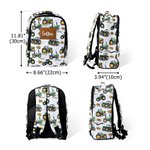 Personalized Green Tractor Design Kid Travel Backpack with Pen Case and Name Back to School  Birthday Gift for Boys Girls