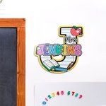 Personalized Wooden Rainbow Pencil Apple Teacher Name Initial Door Sign Classroom Decor Appreciation Gift for Teacher