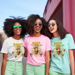 Personalized Multicolour Cute Bee Family 100% Cotton Adult Kid T-shirt with 1-10 Names Birthday Gift for Family