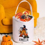 Spersonalizowana torba z imieniem i nazwiskiem z dyni wielokrotnego użytku z uchwytem na słodycze Prezent na Halloween dla dzieci