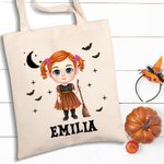 Personalizzato carino personaggio dei cartoni animati pipistrelli vampiro tela Tote Bag con nome Dolcetto o scherzetto Halloween Party Favors regalo p