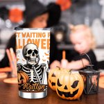 Esqueleto Personalizado Esperando Halloween Calabaza 20oz Nombre Vaso con Tapa Pajita Divertido Halloween Holiday Regalo para la Familia Amigo