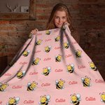 Personalized Cute Bee Soft Throw Blanket with Name Baby Shower Children's Day Birthday Gift for Kids Women Girls