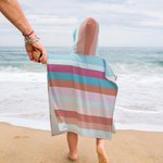 Personalized Vintage Coloured Stripes Soft Quick Dry Kid Hooded Beach Towel with Name Summer Vacation Beach Accessories Gift for Kids