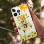 Personalized Mom’s Reason to Bee Happy Phone Case for iPhone with 1-10 Names Family Birthday Gift for Grandma Mom
