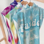 Personalised Quick Dry Tie Dye Colourful Microfiber Kid Hooded Beach Towel Poncho with Name Summer Vacation Party Gift for Boy Girl