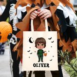 Personalizzato carino personaggio dei cartoni animati pipistrelli vampiro tela Tote Bag con nome Dolcetto o scherzetto Halloween Party Favors regalo p