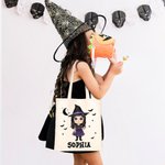 Personalizzato carino personaggio dei cartoni animati pipistrelli vampiro tela Tote Bag con nome Dolcetto o scherzetto Halloween Party Favors regalo p