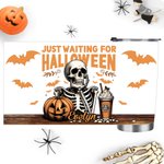 Esqueleto Personalizado Esperando Halloween Calabaza 20oz Nombre Vaso con Tapa Pajita Divertido Halloween Holiday Regalo para la Familia Amigo