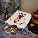 Personalizzato carino personaggio dei cartoni animati pipistrelli vampiro tela Tote Bag con nome Dolcetto o scherzetto Halloween Party Favors regalo p
