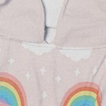 Gepersonaliseerde sneldrogende zandvrije roze cartoon regenboog fantasie eenhoorn strandhanddoek met capuchon en naam verjaardagscadeau zomer voor mei