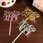 Gepersonaliseerde Glitter Spiegel Acryl Gelukkige Verjaardag Cake Topper met Naam en Hart Leeftijd Verjaardagsfeestje Decoratie Benodigdheden