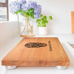 Personalised Sugar Skull Name Wooden Carving Chopping Board with Juice Groove and Grip Day of the Dead Housewarming Gift for Family Friend
