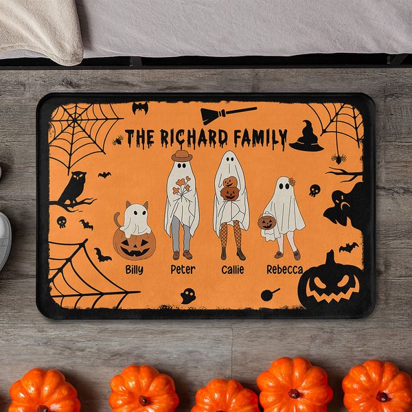 Personlig flerfärgad fladdermus pumpa 2 - 10 spöken design halkfri dörrmatta med namn och text Halloween heminredning present till familjen