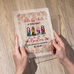 Personalized Side by Side or Miles Apart Besties Vintage Rose Acrylic Plaque Birthday Christmas Gift for Sisters Friends