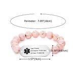 Alerta Médica de Emergencia Personalizada ID elástico rosa pulsera de cuentas con texto grabado de primeros auxilios para la alergia diabéticos Mujeres