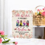 Personalized Side by Side or Miles Apart Besties Vintage Rose Acrylic Plaque Birthday Christmas Gift for Sisters Friends