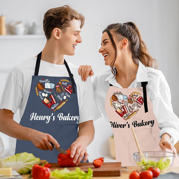 Tablier Imperméable avec Poche Personnalisé avec Texte Outil de Boulangerie Cadeau d'Anniversaire pour Boulanger Passionné de Pâtisserie
