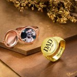Personalized Engraved Monogramn Men's Locket Watchband Ring with Photo Memorial Birthday Father's Day Gift for Him