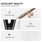 Personalized Cartoon Cat Retro Leather Waterproof Open Wide Makeup Pouch Bag with Name Travel Essentials Birthday Gift for Women Pet Lovers