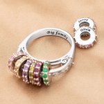 Personalizado grabado anillo de piedra de nacimiento de la familia con 1-8 anillos Día de la Madre Cumpleaños Regalo de Navidad para mamá abuela