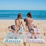 Personalisierte überdimensionale schnell trocknend Y2K Stil Grid Strandtuch mit Namen Sommer Reise Essentials Geburtstag Geschenk für Frauen