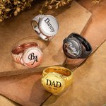 Personalized Engraved Monogramn Men's Locket Watchband Ring with Photo Memorial Birthday Father's Day Gift for Him