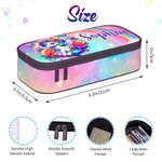 Estuche portalápices grande personalizado con nombre de unicornio de fantasía floral arco iris Regalo de cumpleaños de vuelta al cole para niñas