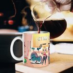 Personalized 1-3 Cartoon Fitness Girls Design 11oz Ceramic Mug with Name Gym Workout Birthday Gift for Sports Lovers
