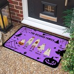 Henkilökohtainen monivärinen lepakko kurpitsa 2 - 10 Ghosts Design liukumaton kynnysmatto nimellä ja tekstillä Halloween Home Decor lahja perheelle