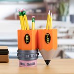 Gepersonaliseerd Potlood Design Potlood Dispenser Scherpe en Doffe Potloodhouder met 3D Gedrukte Naam Bureau Decor Terug naar School Cadeau voor Leraa