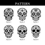 Personalised Sugar Skull Name Wooden Carving Chopping Board with Juice Groove and Grip Day of the Dead Housewarming Gift for Family Friend