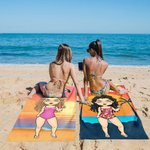 Gepersonaliseerde Oversized Sneldrogende Hawaii Zonsondergang Streep Strandhanddoek met Naam Zomerreis Verjaardagscadeau voor Familie en Vrienden