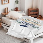 Gepersonaliseerde Chanoeka Menora Zachte Deken met Tekst Home Decor Chanoeka Gift voor Joodse