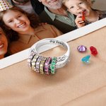 Personalizado grabado anillo de piedra de nacimiento de la familia con 1-8 anillos Día de la Madre Cumpleaños Regalo de Navidad para mamá abuela