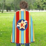 Personalised Rainbow Stripe Lightning Star Superhero Cape with Initial Cosplay Costume Halloween Masquerade Holiday Party Gift for Girls Boys