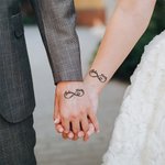 Personalized Waterproof Non-toxicity Infinity Symbol Heart Set of 12 Temporary Tattoos with Name Wedding Anniversary Gift for Couple