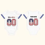 Personlig Multicolor National Flag Element Unisex Baby Bodysuit med namn och nummer Födelsedag Cheer Tillbehör Gåva för Baby Flicka Pojke