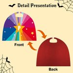 Personalised Rainbow Stripe Lightning Star Superhero Cape with Initial Cosplay Costume Halloween Masquerade Holiday Party Gift for Girls Boys