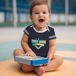 Personalizzato Multicolore Glitter Football Element Unisex Baby Bodysuit con nome e numero Compleanno Cheer Accessori Regalo per Baby Girl Boy