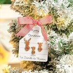 Décoration de Noël Thème Famille Ferme Poulets Vaches Porcs Daims Boeufs Highland Décor en Bois Personnalisé avec Nom Texte Cadeau Noël