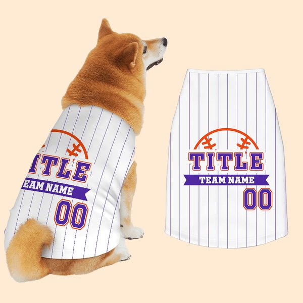 Personalized Baseball Element 100% Cotton Pet Stripe Jersey Vest with Name and Number Birthday Sport Accessories Gift for Dog Lovers Baseball Fans