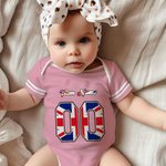 Personlig Multicolor National Flag Element Unisex Baby Bodysuit med namn och nummer Födelsedag Cheer Tillbehör Gåva för Baby Flicka Pojke
